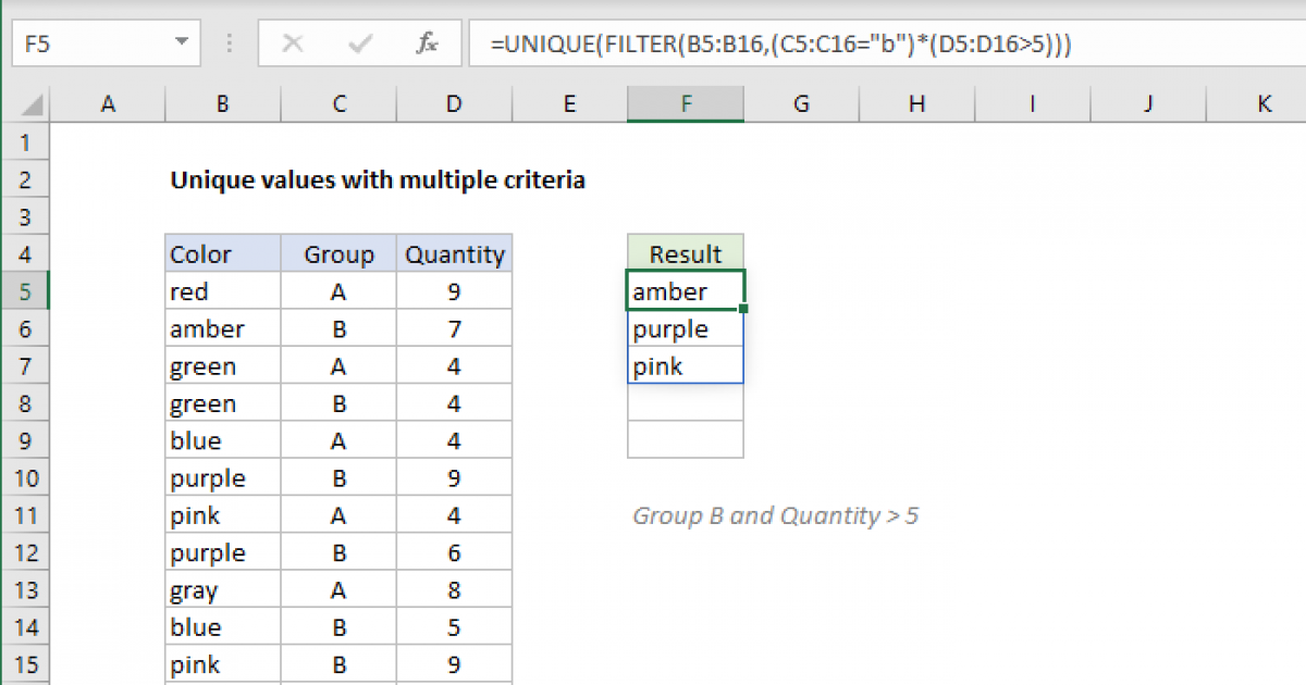 Excel Index Match Unique Values Multiple Criteria